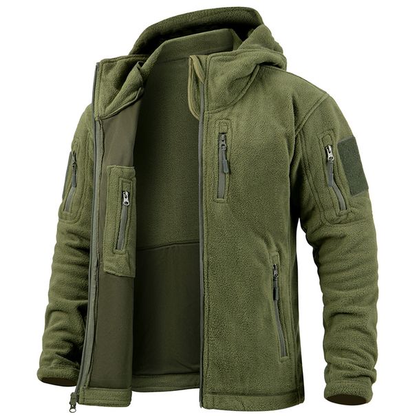 Men's Tactical Fleece Jacket Winter Warm Full Zip Military Hoodies Multi-Pockets Hiking Hunting Outdoor Coats_desvips.com