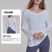 Cove-Up Long Sleeve Hip-Coveing Women's Ruched Dawsting T-Shirt Loose Casual Autumn Fitness Yoga Shirt_desvips.com