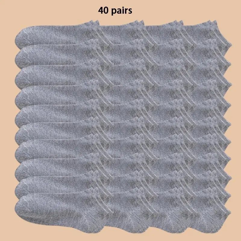 10/12/20/40 Pairs Men Boat Business Sport Sweat Absorption Mature Summer Autumn Solid Color Soft Non Pilling Ankle Socks_desvips.com