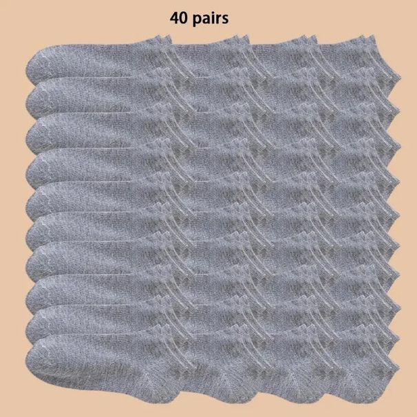 10/12/20/40 Pairs Men Boat Business Sport Sweat Absorption Mature Summer Autumn Solid Color Soft Non Pilling Ankle Socks_desvips.com