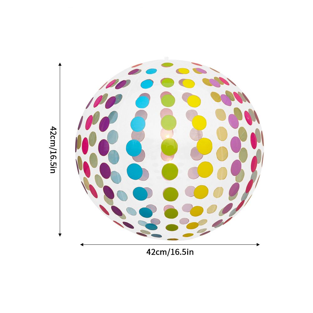 Polka Dot & Rainbow Striped Inflatable Beach Ball - Giant Pool Party Toy For Summer Outdoor Water Games & Kids Activities_desvips.com