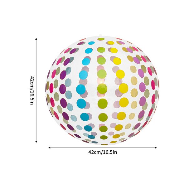 Polka Dot & Rainbow Striped Inflatable Beach Ball - Giant Pool Party Toy For Summer Outdoor Water Games & Kids Activities_desvips.com
