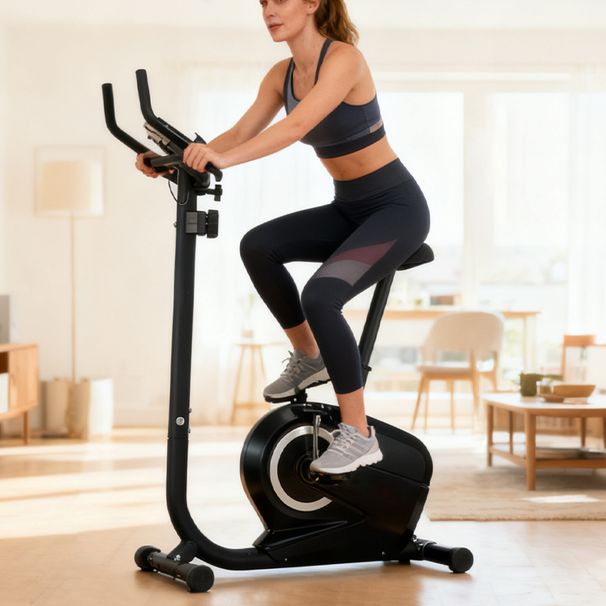 Compact & Quiet Magnetic Upright Exercise Bike For Home Fitness Space-Saving Design, Smooth & Silent Workout_desvips.com