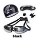 Fashion Anti-fog HD Swimming Goggles + Silicone Nose Clip Earplugs +PU Swimming Cap Combination_desvips.com