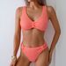 Separate Solid Color Bikini With High Waist Cover_desvips.com