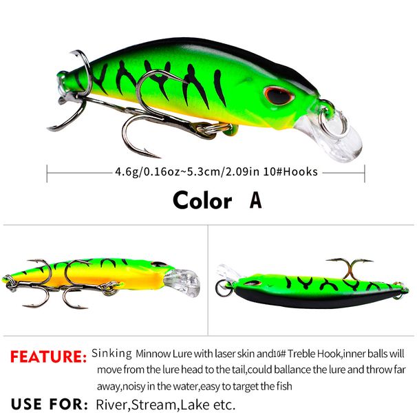 Submerged Minnow Lua 5.3cm 4.6g Freshwater Bass Lure Bionic Plastic Hard Bait Fishing Gear Supplies_desvips.com