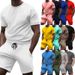 Men's Clothing short sleeve sports casual patchwork round neck fitness suit men's t-shirt_desvips.com