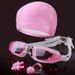 Goggles Swim Cap Nose Clip Earplugs HD Waterproof And Anti-fog Large Frame For Men And Women Swimming Equipment Goggles_desvips.com