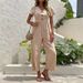 Women's casual commuting nine-point pants summer wide-leg jumpsuit women_desvips.com