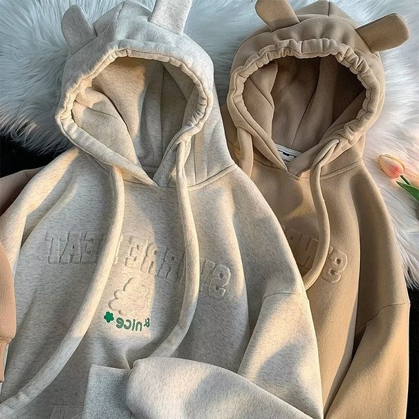 Trendy High Street American Couple Hoodie With Female Design Sense, Niche And Thickened Velvet, New Lazy Style Hooded_desvips.com