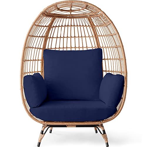 Best Choice Products Oversized Wicker Egg Chair With Steel Frame And 4 Cushions, 440lb Capacity, For Indoor Or Outdoor Use In Patio, Backyard, Or Livi_desvips.com