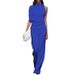 Women's clothing pants solid color one-shoulder pile collar jumpsuit hot selling hot dress pants_desvips.com