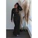 Women's Autumn Fashion Hook Lapel Long Sleeve Pants Suit_desvips.com