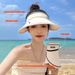 Sun Hat Hollow Top Female Summer Cycling Anti-ultraviolet Uv Sun Hat Versatile Large Brim Folding Sun Hat_desvips.com