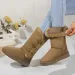 Women Snow Winter Mid-calf Warm Cotton Shoes Fashion Solid Color Button Ladies Brown Long Boots Plus Size 41 240830_desvips.com