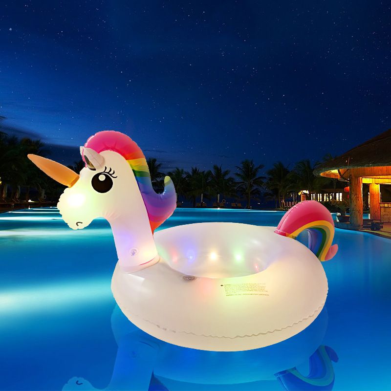Pool & Accessories Unicorn Pool Float Lounge For Adults Inflatable Chaise With Backrest Led Lights Heavy Duty Pvc_desvips.com