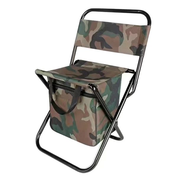 Portable Outdoor Folding Chair Three-in-one Leisure Chair Outdoor Camouflage Pony Camping Fishing Ice Bag Chair_desvips.com