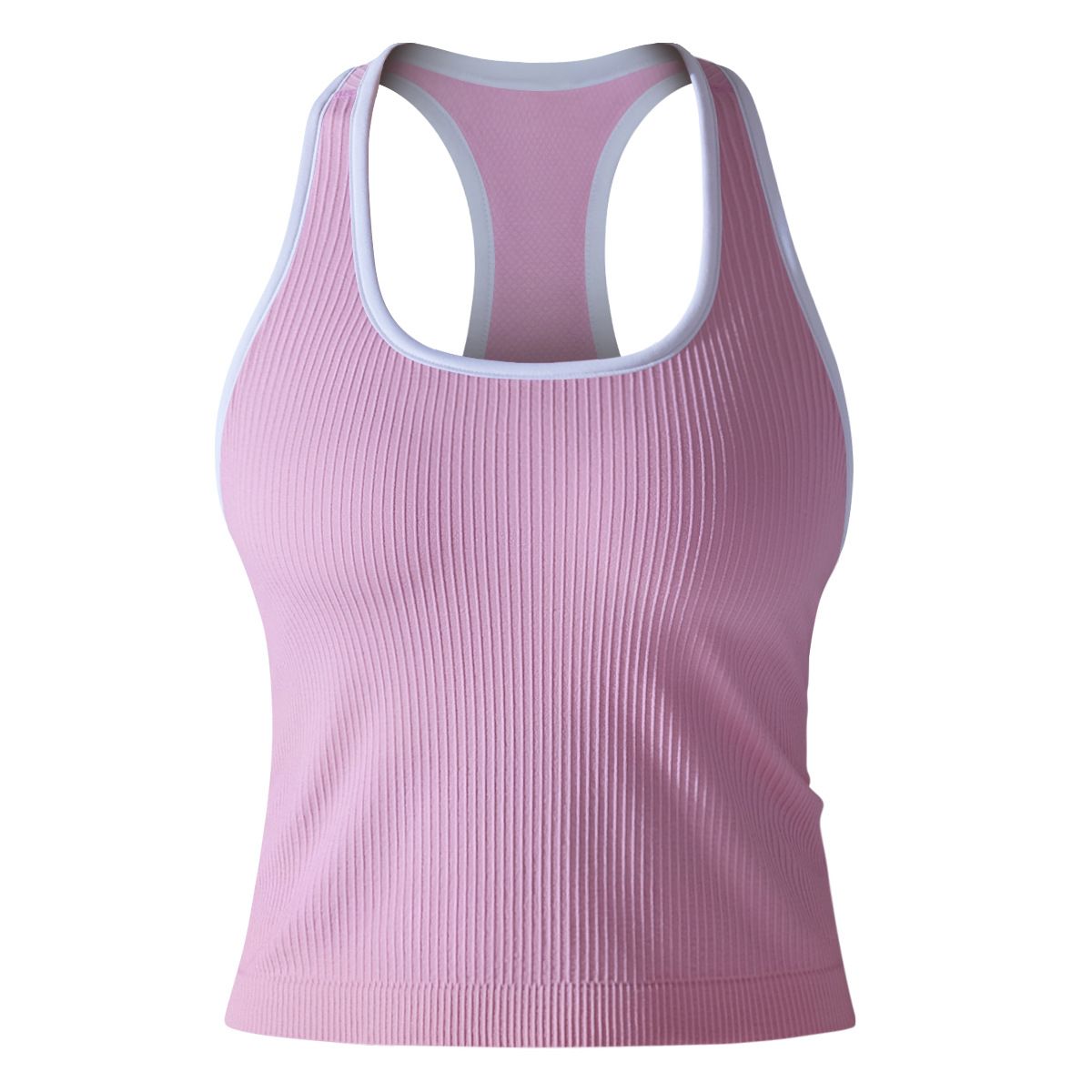 Quick Drying Breathable Ribbed Knit Sleeveless U Neck Vest Top for Yoga Running And Fitness Tight Fitting_desvips.com
