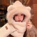 LazyZoom Autumn Winter Bear Ears Plush Scarf Combo For Women Cycling Warm Versatile Mask Ear Protection Neck Warmer Hat_desvips.com