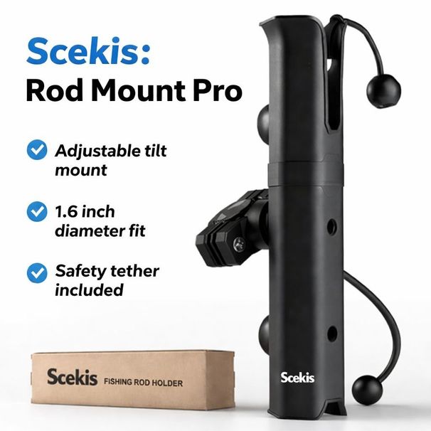Adjustable Pole Mount Fishing Rod Holder With 1.6" Inner Diameter Clamp, Universal For Bicycle, Boat, Chairs, Cart, Scooter, Motorcycle, ATV & Beach_desvips.com