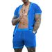 Men's hollowed out perspective cool casual thin men's short sleeved shorts set_desvips.com