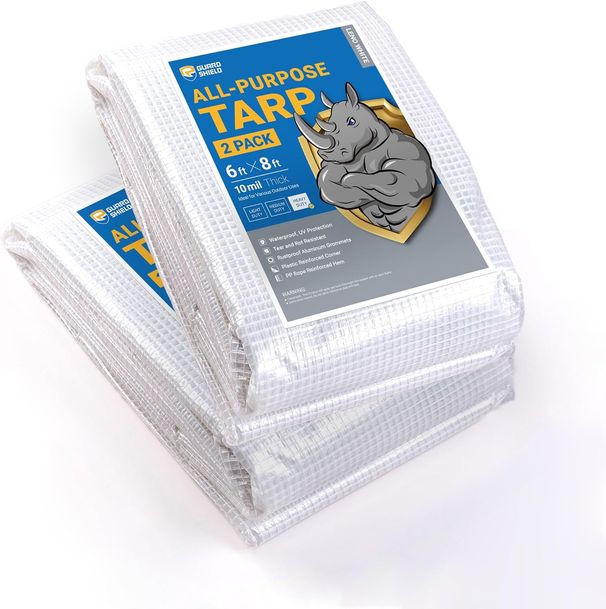 GUARD SHIELD Clear White Tarp Heavy Duty 10x10 Feet Waterproof For Greenhouse Outdoor Garden Poly Cover UV Resistant 3x3_desvips.com
