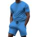 Men's Clothing short sleeve sports casual patchwork round neck fitness suit men's t-shirt_desvips.com