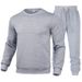 Spring And Autumn Pants Long Sleeve Printed Men's Solid Color Korean Style Sports Hoodless Sweatshirt Two-Piece Set_desvips.com