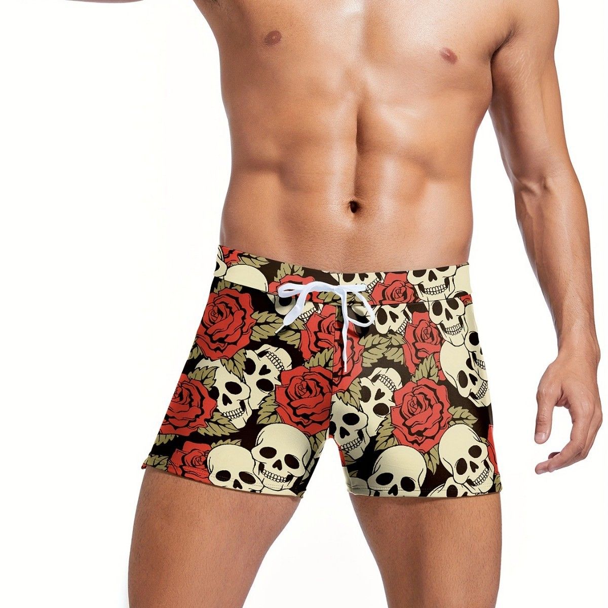 Men's Casual Shorts - Fun Skull Print & Quick-Dry Fabric (Loose Fit & UPF 50+) - Beach & Summer Wear_desvips.com