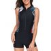 Women's Slimming One-Piece Swimsuit - Floral Print UPF 50+ Surfing & Swimming Suit Modest High-Cut Leg Design For Beach & Pool_desvips.com