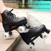 Adult & Kids Double Row Roller Skates, Breathable Wear-Resistant Classic Quad Skates With Light-Up Wheels For Rink & Outdoor Use_desvips.com