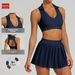 Women's POLO Collar Sports Vest European American Style Backless Running Tennis Outfit Tight Fitting Fitness Top_desvips.com