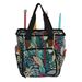 Blue Printed Yarn Storage Bucket Bag 600D Oxford Fabric Round Knitting Organizer With Leaf Pattern Handmade Crochet Tote For Craft Supplies_desvips.com