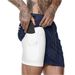 Men's Quick-Dry Running Shorts - 2-Layer Mesh Liner For Gym & Beach (European Fit UPF50+ Black/Blue S-XXL)_desvips.com