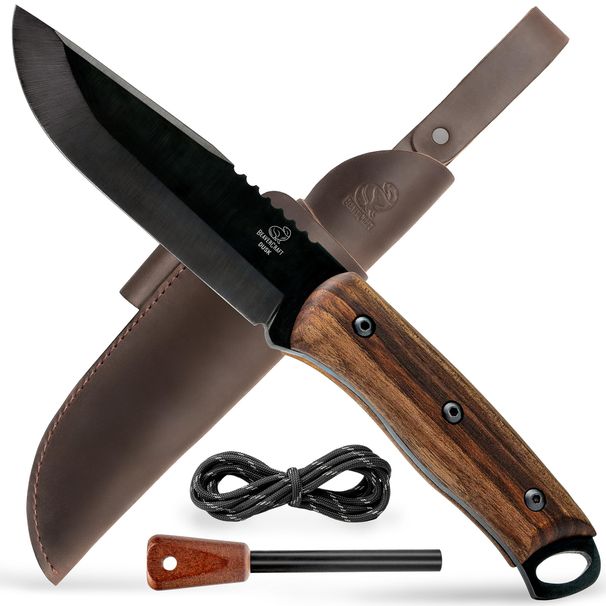 BeaverCraft Bushcraft Knife With 5-inch Fixed Carbon Steel Blade, Full Tang Construction, Fire Starter, And Leather Sheath - 9.8-inch Overall Length F_desvips.com