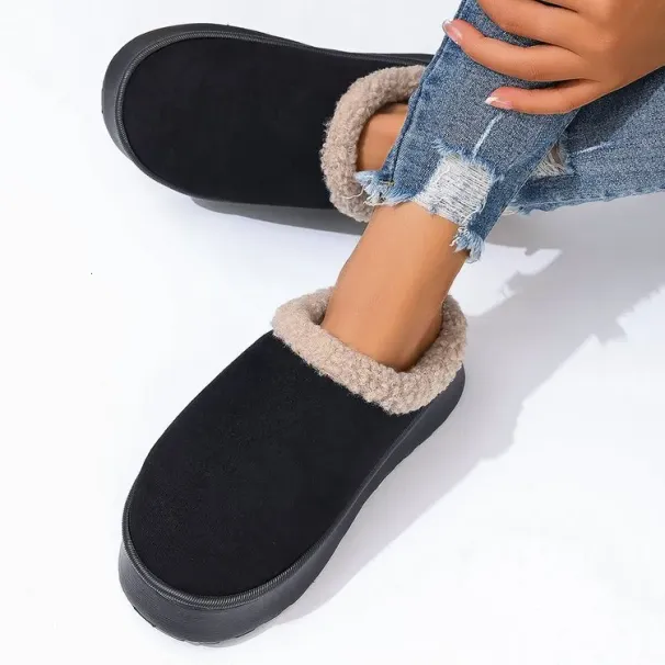 Pure Wool Thick Soled Snow Boots Female Hair Winter Thickened Cotton Warm New Suede Bag Shoes_desvips.com