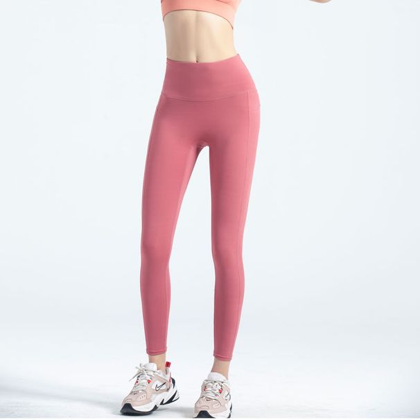 No Embarrassment Line Fitness High Waist Hip Lift Sports Leggings Peach Hip Nylon Nude Yoga Pants Women_desvips.com