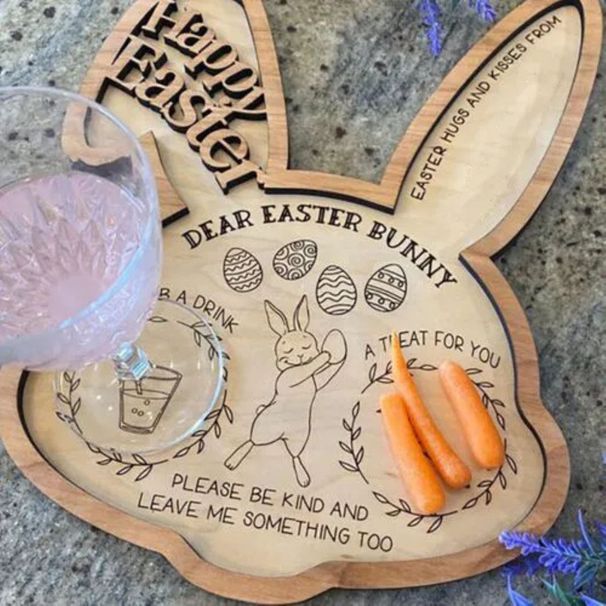 Easter Bunny - Farmhouse Rustic Wooden Decorative Rabbit Tray For Tabletop, Kitchen, Office Decoration_desvips.com