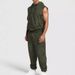 Men's Clothing Street Fashion Old Full Print Floral Sleeveless Hooded Trousers Suit_desvips.com