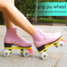 Adult & Kids Double Row Roller Skates, Breathable Wear-Resistant Classic Quad Skates With Light-Up Wheels For Rink & Outdoor Use_desvips.com