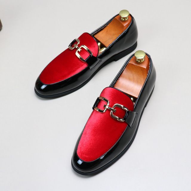 Classic Vintage Stylish Fashion Patchwork Chain Party Wedding Loafers Moccasins Men Casual Leather Shoes Mens Light_desvips.com