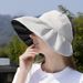 Ruiya For Women Summer Outdoor UV Protection Wide Brim Visor Sunshade Cycling Face Shield Sun Hat_desvips.com