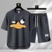 Men's Clothing 2024 Waffle Casual Summer Suit Men's Loose Teen Short sleeved T shirt Shorts Handsome Two piece Suit_desvips.com