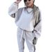 Women's Clothing autumn and winter new fashion solid color sweatshirt casual two piece set_desvips.com