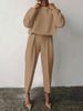 Women's loose solid color long-sleeved casual two-piece set_desvips.com