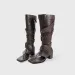 Stylish Vintage Woman Slip On Square Split Toe Leather High Heels Shoes Women Fashion Casual Rivet Boot Gothic Punk Rock_desvips.com
