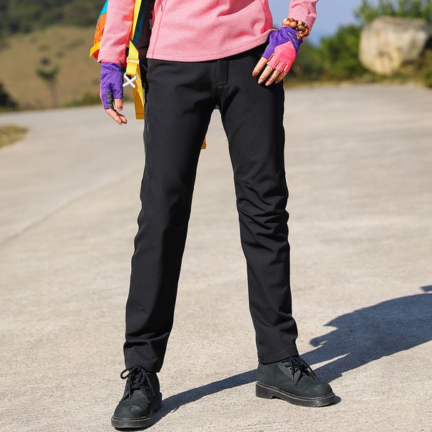 Outdoor Slim Fit Fleece Softshell Women, Thickened Windproof Warm Ski Pants, Mountaineering Pants For Autumn And Winter_desvips.com