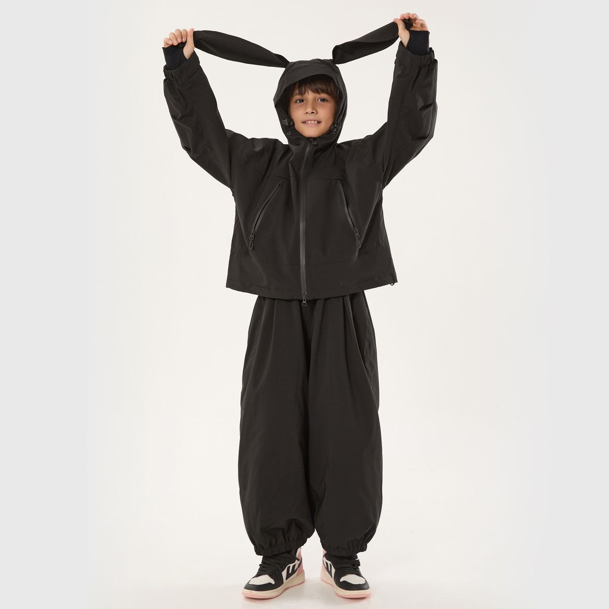 001 Children's Suit Winter New Rabbit Ear Windproof Waterproof Snowboard Warm Ski Jacket Pants Set For Boys And Girls_desvips.com