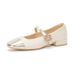 Genuine leather Mary Jane women's shoes 2024 summer new style small fragrance style color matching low heel single shoes female mage shallow mouth _desvips.com