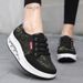 Lightweight Women Toning Shoes Lace Up Green Beige Ladies Slimming Flat Platform Swing Wedge Trainer Fitness Walking_desvips.com